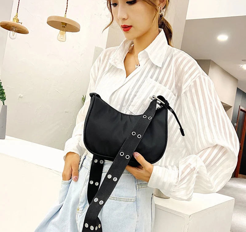 Cartera de nylon con cierre y bolsillo para celular