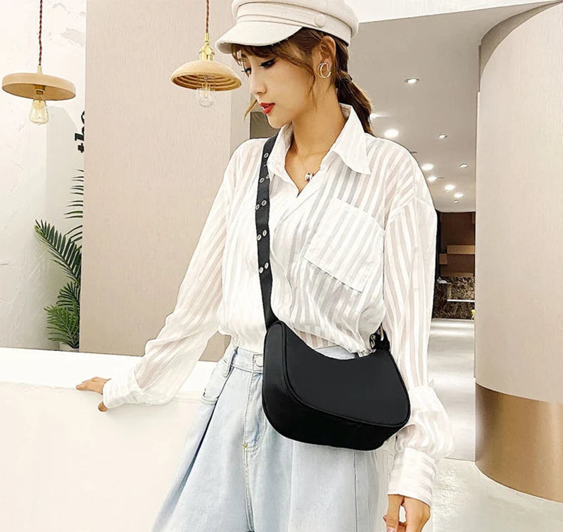 Cartera de nylon con cierre y bolsillo para celular