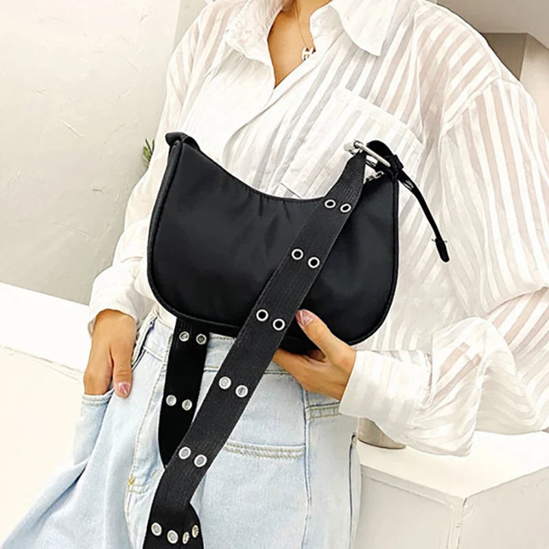 Cartera de nylon con cierre y bolsillo para celular