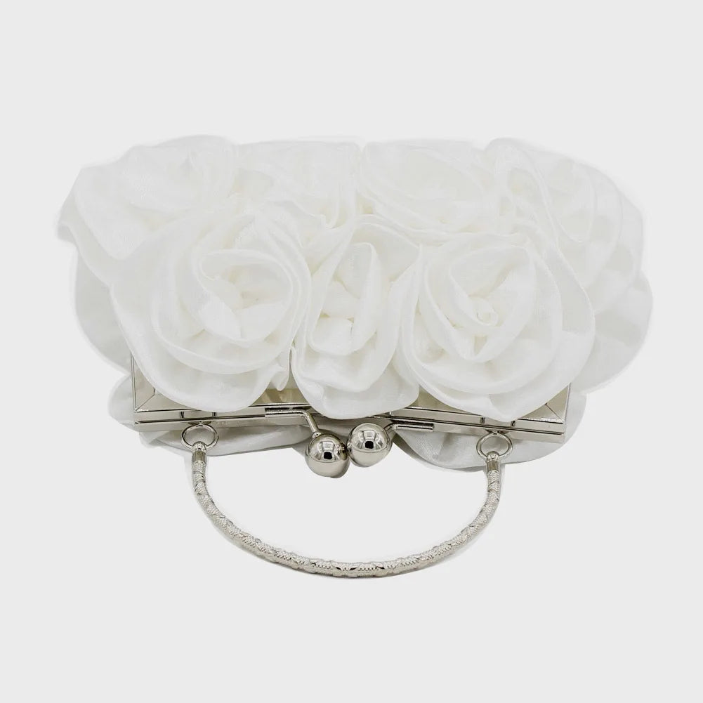 Minaudière rígida con detalle floral y cadena