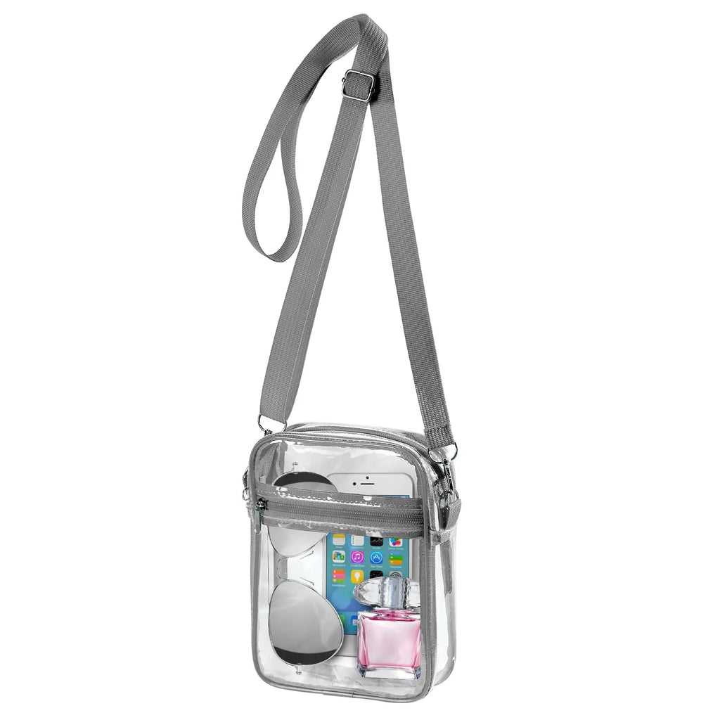 Bandolera transparente de PVC con correa regulable