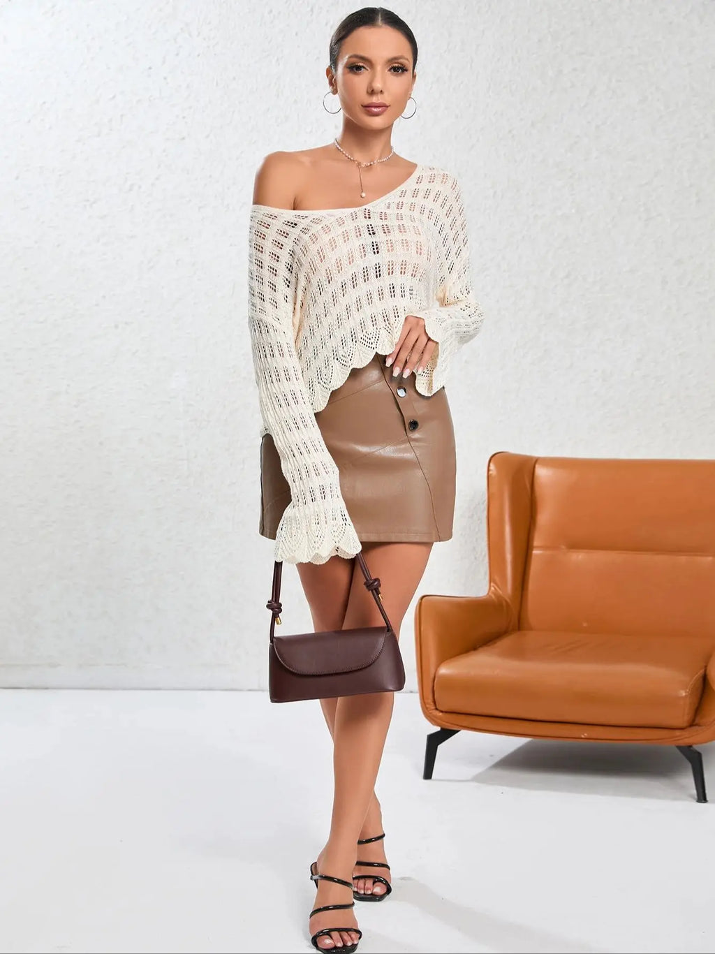 Bandolera rectangular de PU con bolsillo de solapa