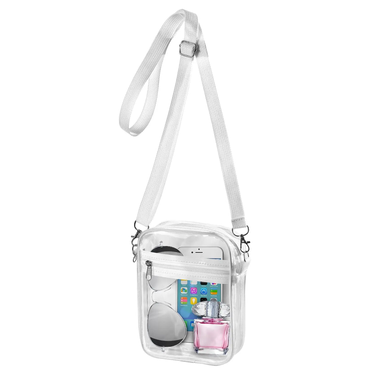 Bandolera transparente de PVC con correa regulable