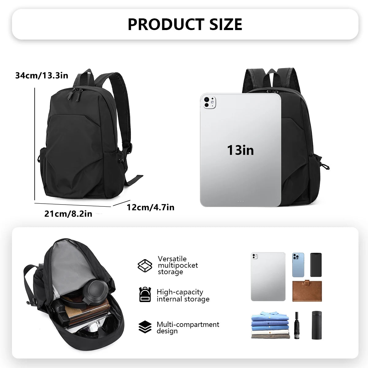 Mini mochila de nylon con bolsillo exterior