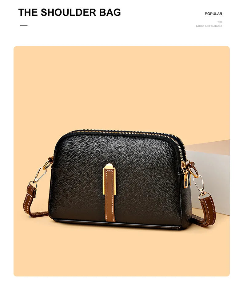 Bandolera negra de cuero con silueta curva