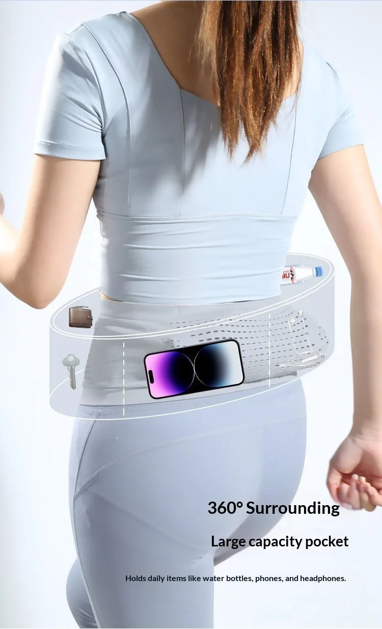 Riñonera elástica de poliéster con bolsillo para celular