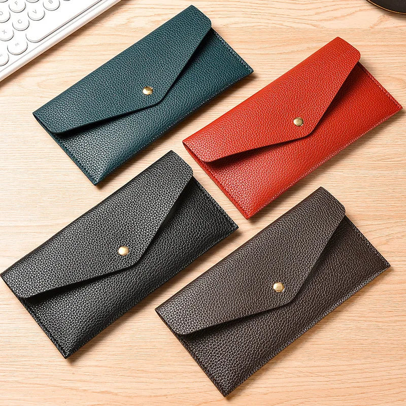 Billetera larga con solapa de estilo minimalista