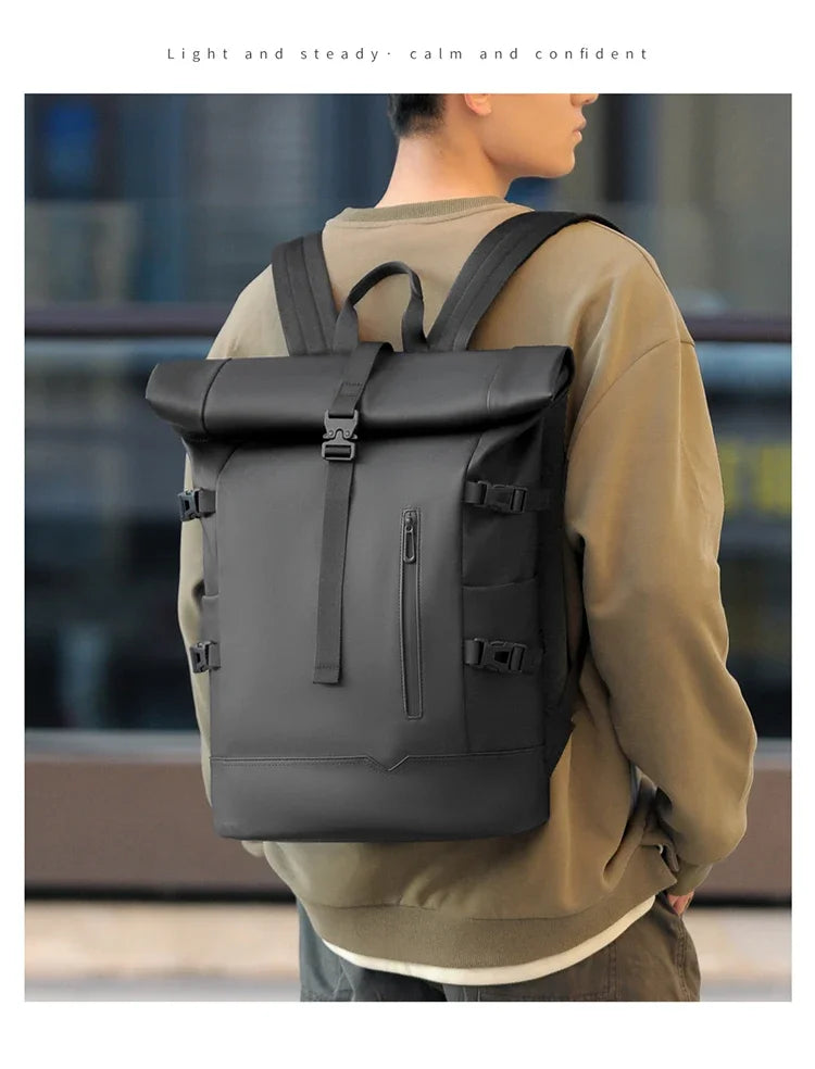 Mochila enrollable de microfibra con espacio para computadora
