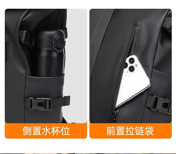 Mochila enrollable de microfibra con espacio para computadora