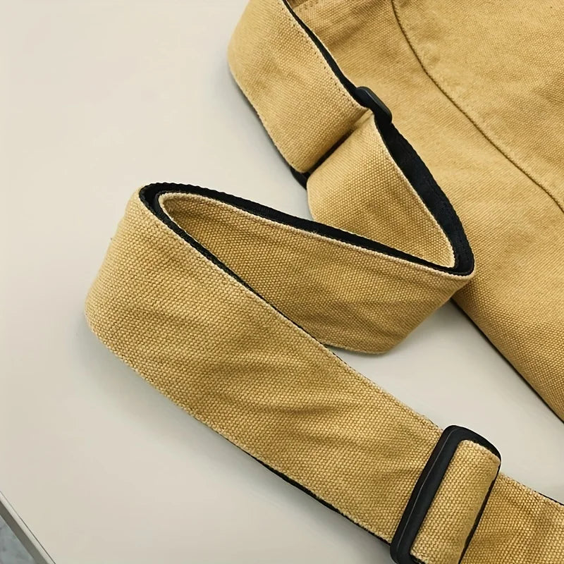 Bandolera de lona con solapa y bolsillo para celular