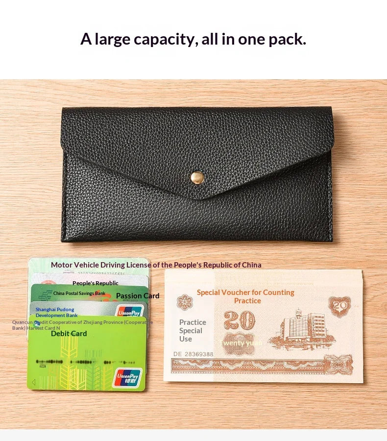 Billetera larga con solapa de estilo minimalista