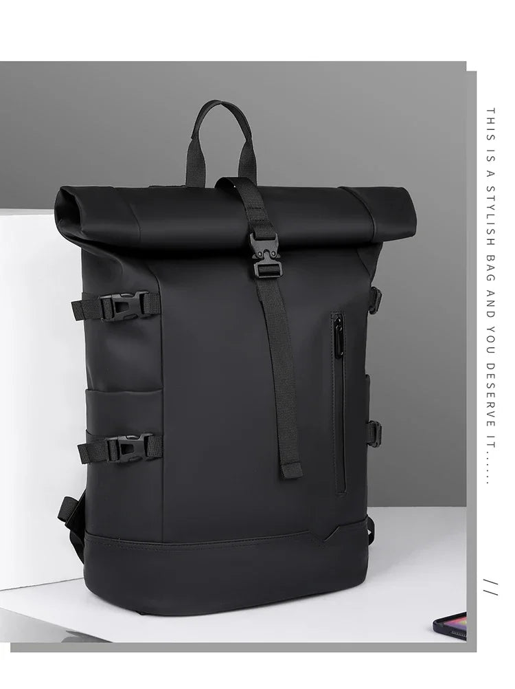 Mochila enrollable de microfibra con espacio para computadora