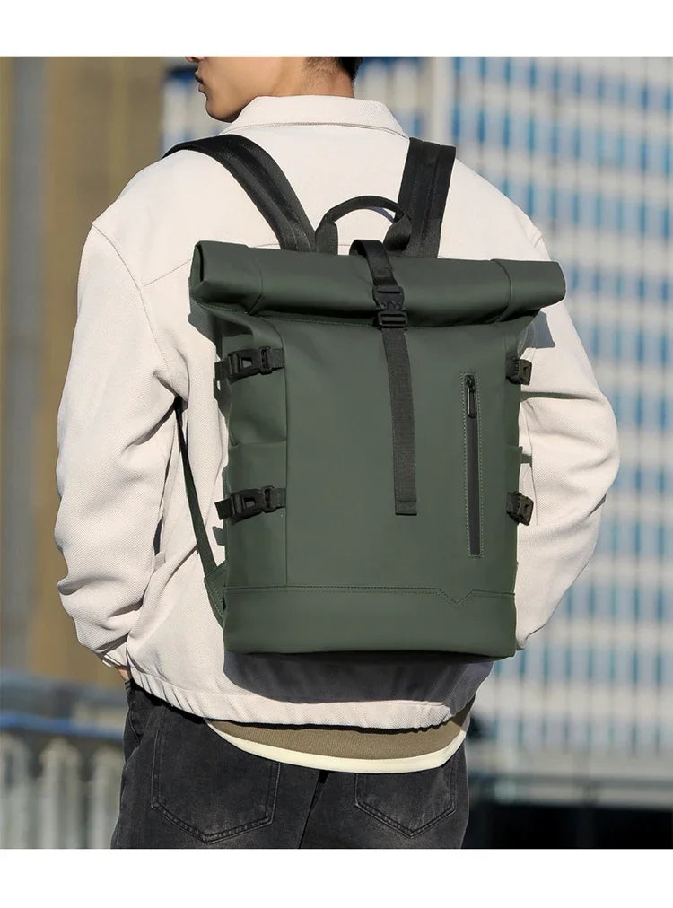 Mochila enrollable de microfibra con espacio para computadora