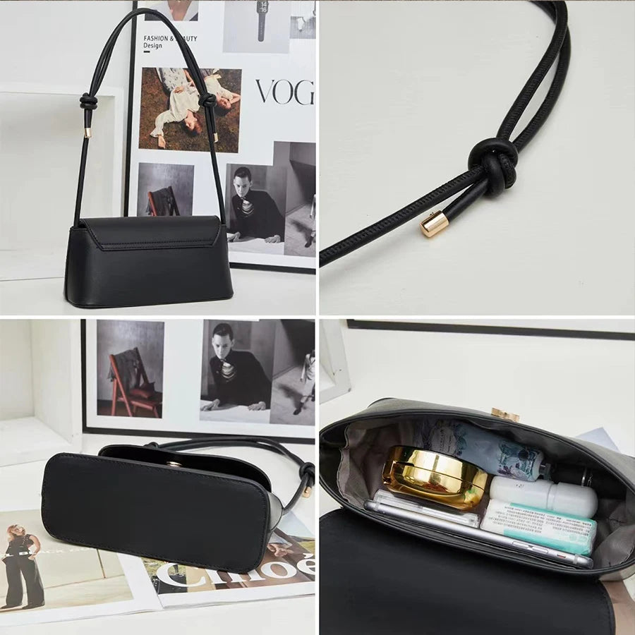 Bandolera rectangular de PU con bolsillo de solapa