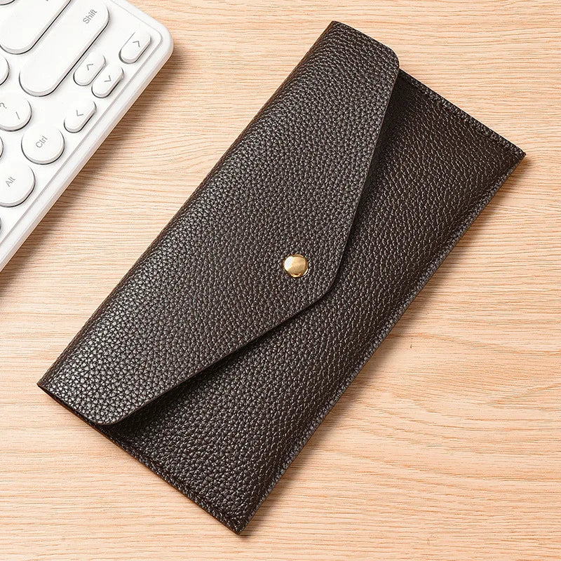 Billetera larga con solapa de estilo minimalista