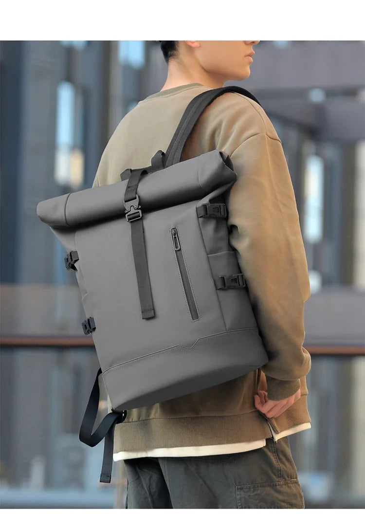 Mochila enrollable de microfibra con espacio para computadora