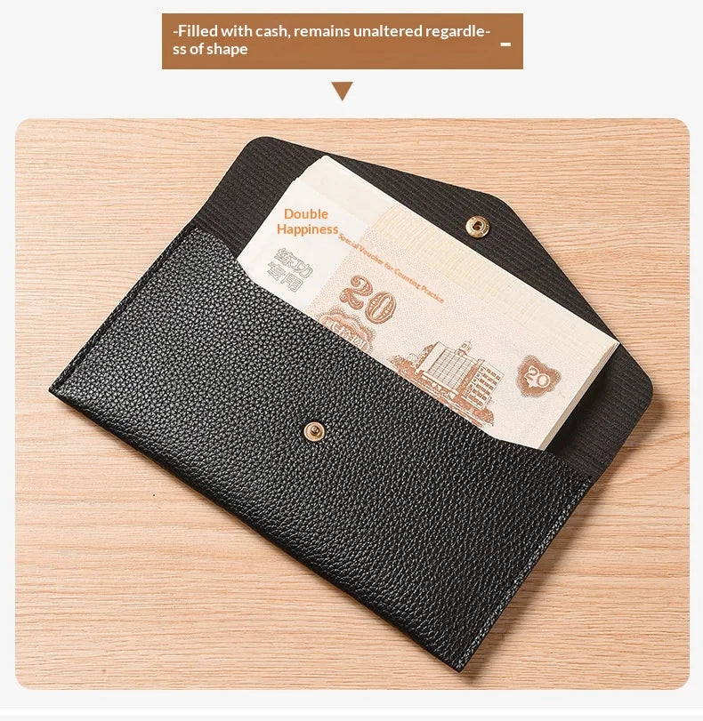 Billetera larga con solapa de estilo minimalista