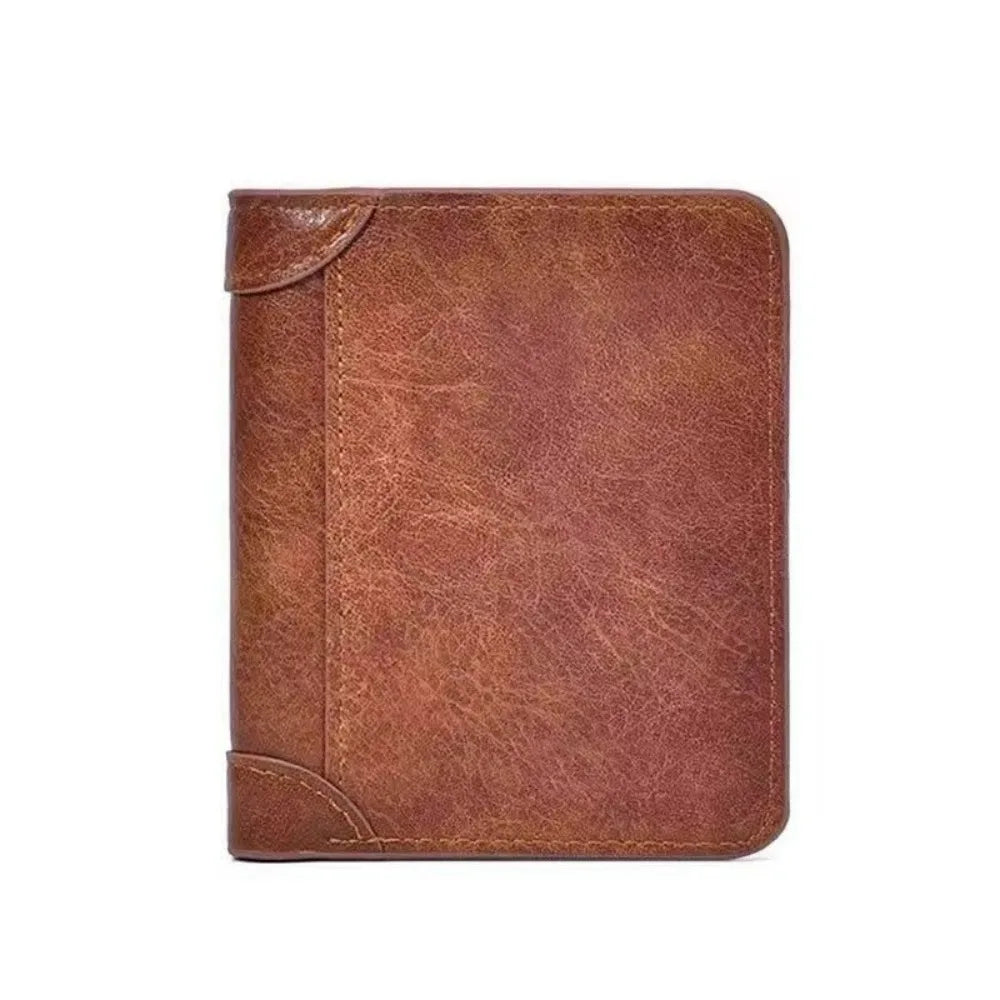 Billetera de cuero de tres cuerpos con visor