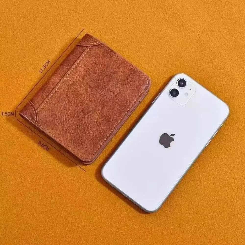 Billetera de cuero de tres cuerpos con visor