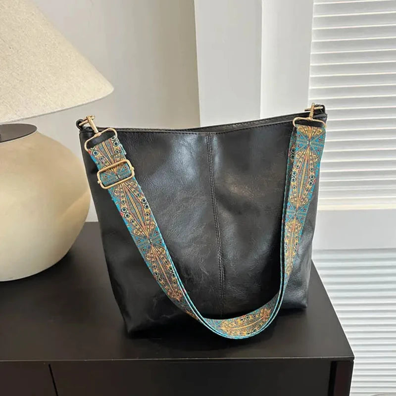 Bolso tote liso de PU con cierre superior