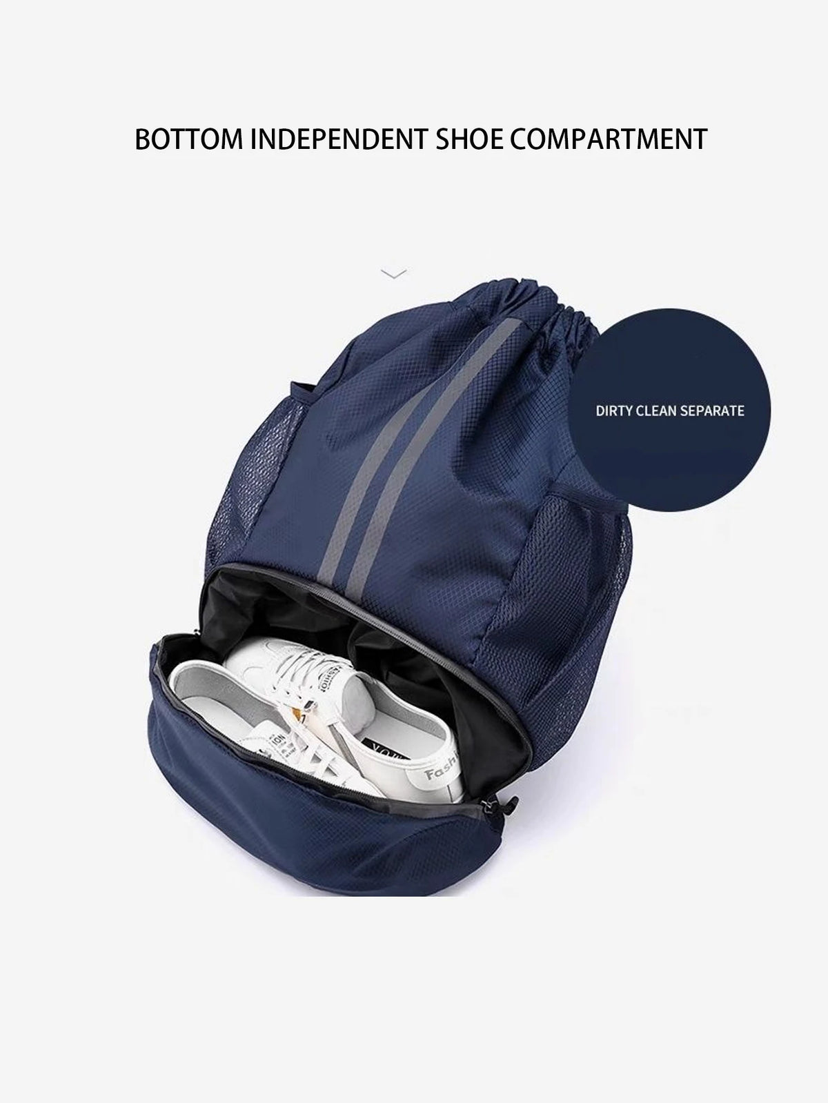Mochila deportiva con cordón y separación húmedo-seco