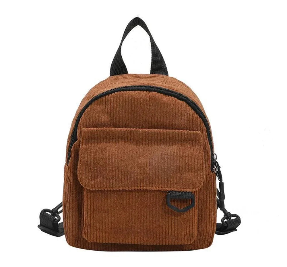 Mini mochila de corderoy con correa regulable