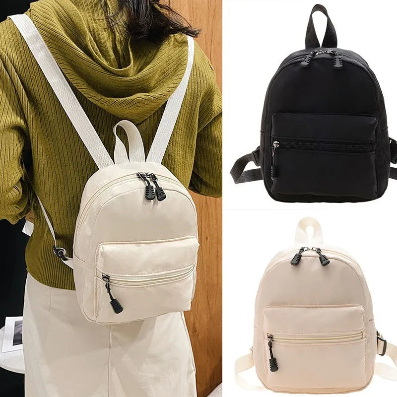 Mini mochila de nylon con bolsillo de solapa