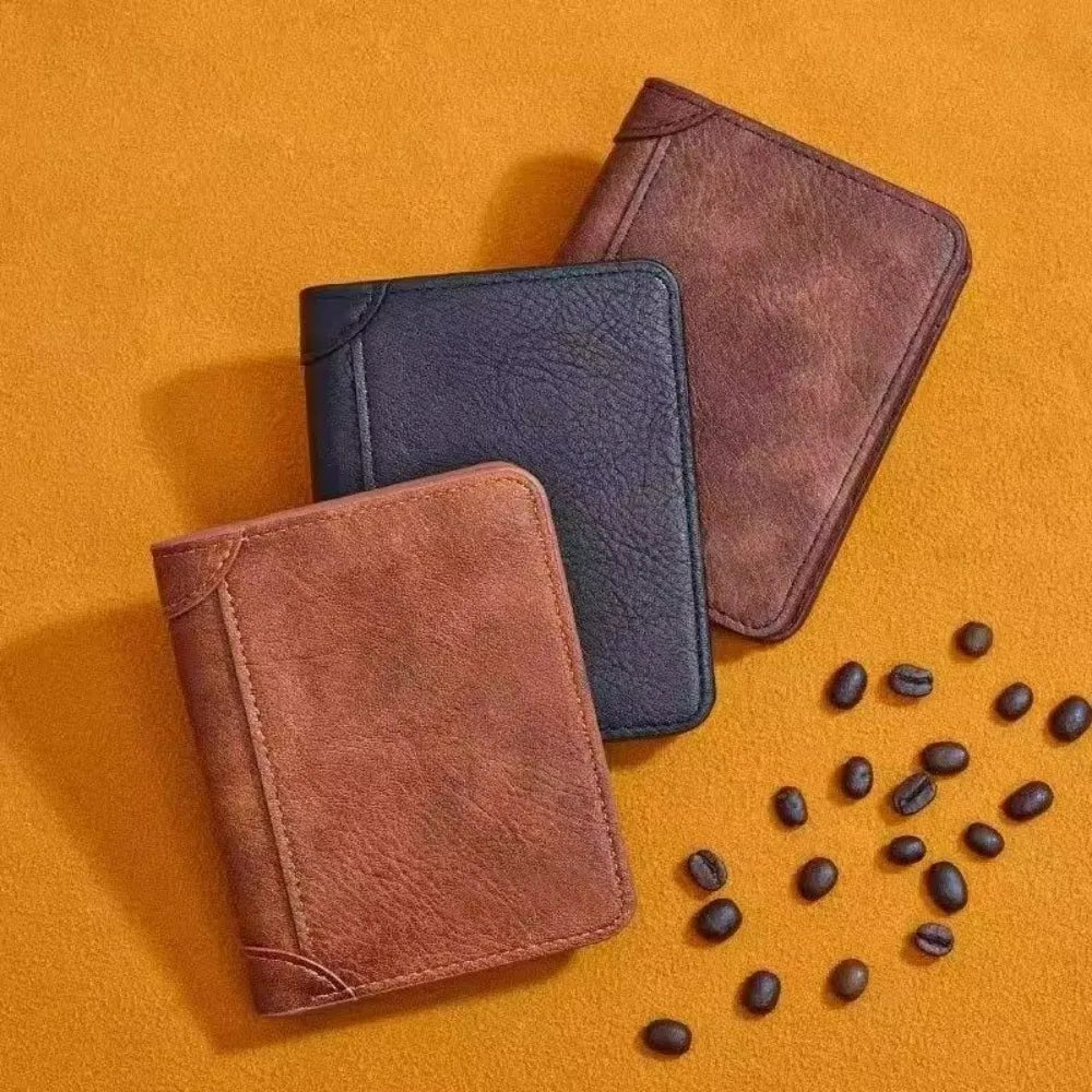 Billetera de cuero de tres cuerpos con visor