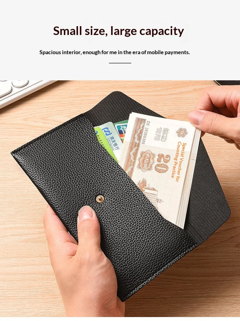 Billetera larga con solapa de estilo minimalista