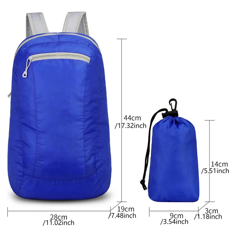 Mochila plegable de nylon con bolsa de guardado