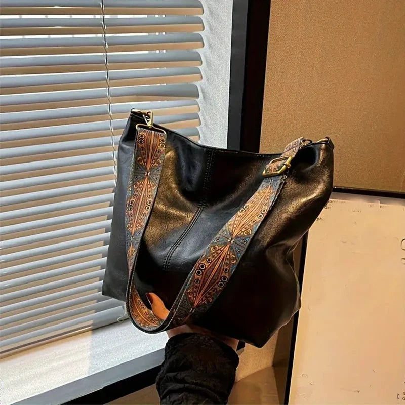 Bolso tote liso de PU con cierre superior