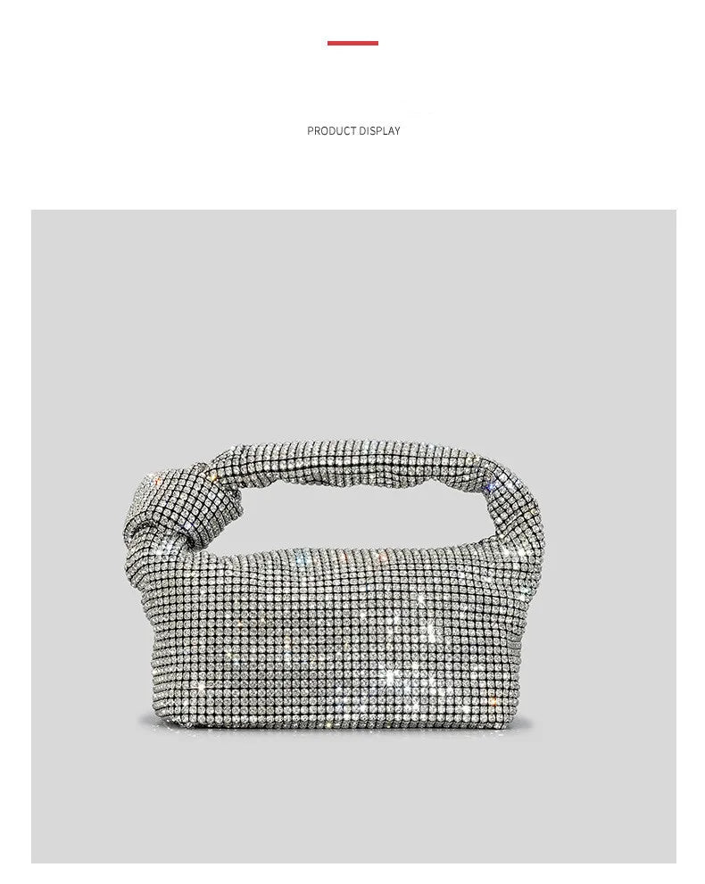 Cartera de fiesta con brillos y asa anudada