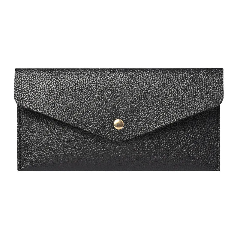 Billetera larga con solapa de estilo minimalista