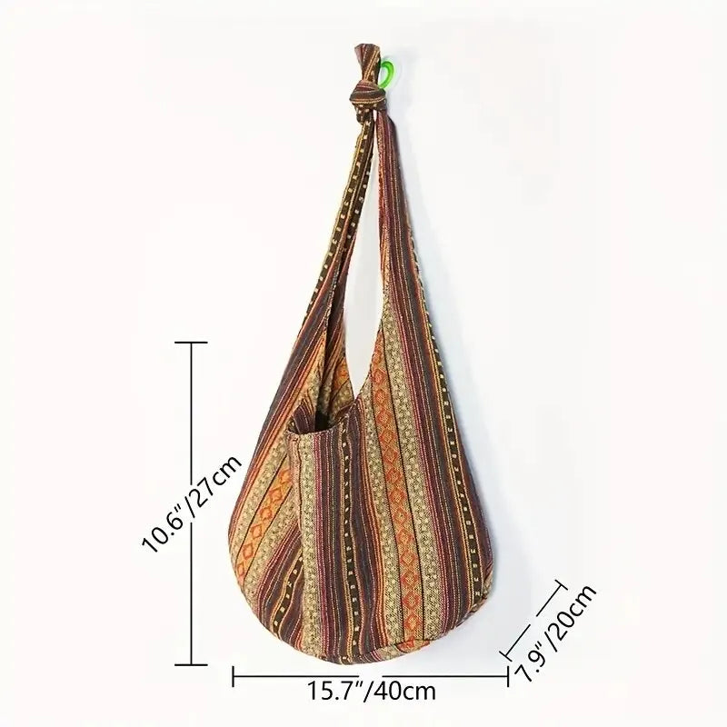 Cartera hobo de lona de estilo bohemio