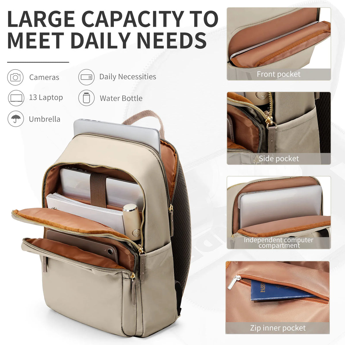 Mochila para notebook con organización interior