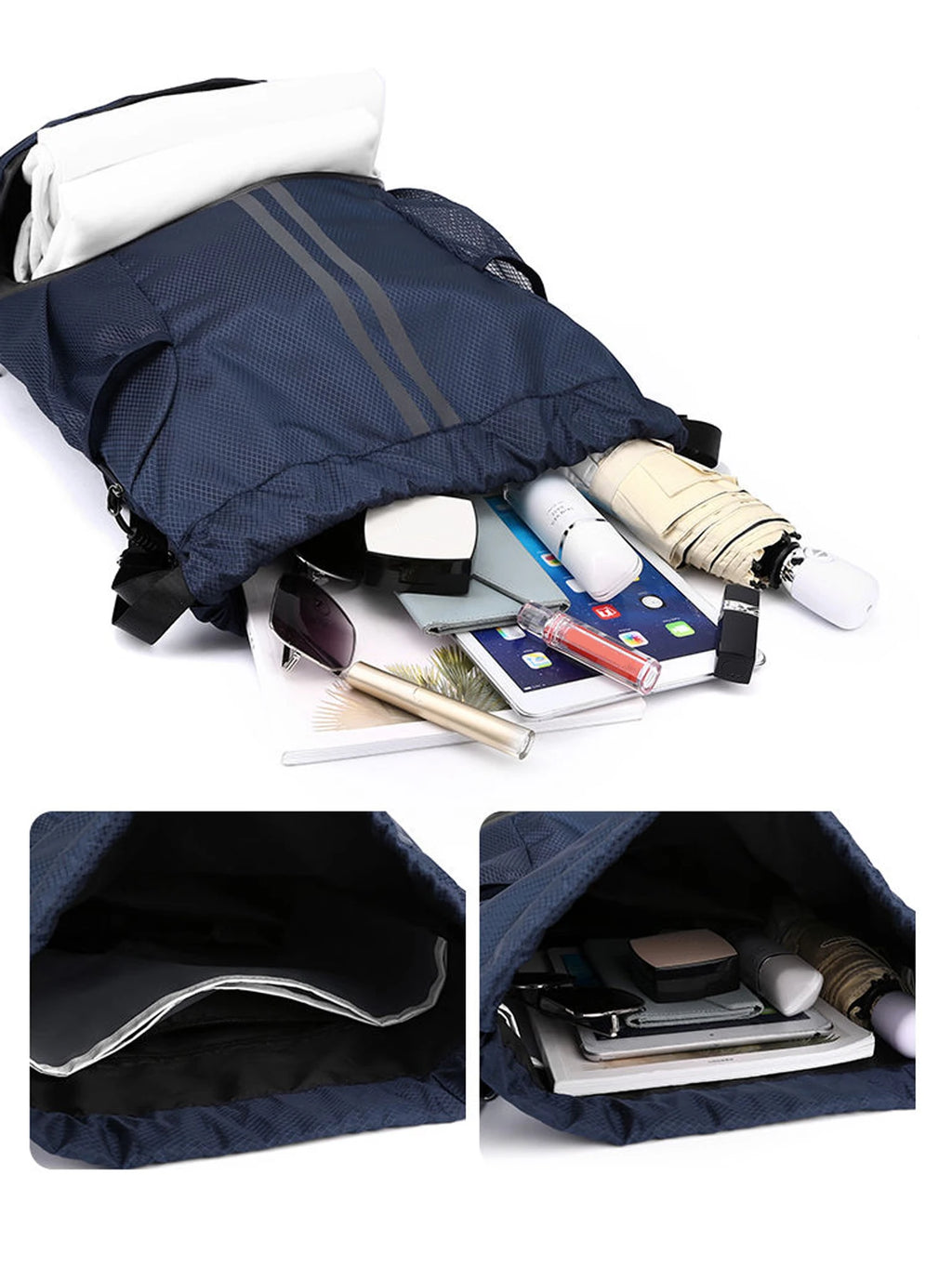 Mochila deportiva con cordón y separación húmedo-seco