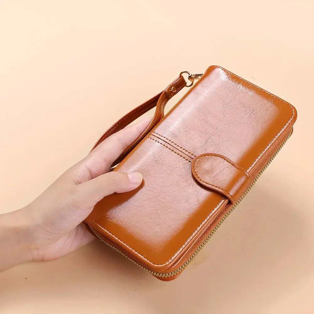Billetera de mano de PU con espacio para celular