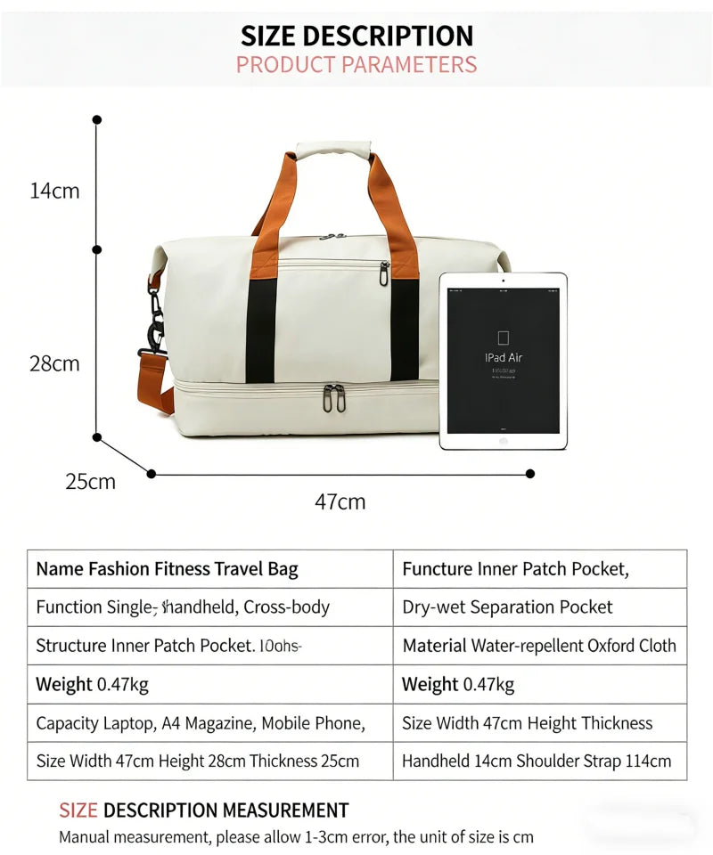 Bolso de viaje y gimnasio con compartimento para calzado