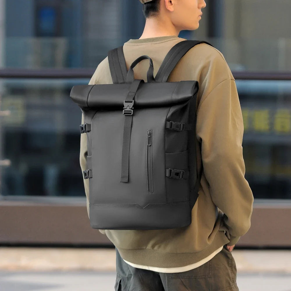 Mochila enrollable de microfibra con espacio para computadora