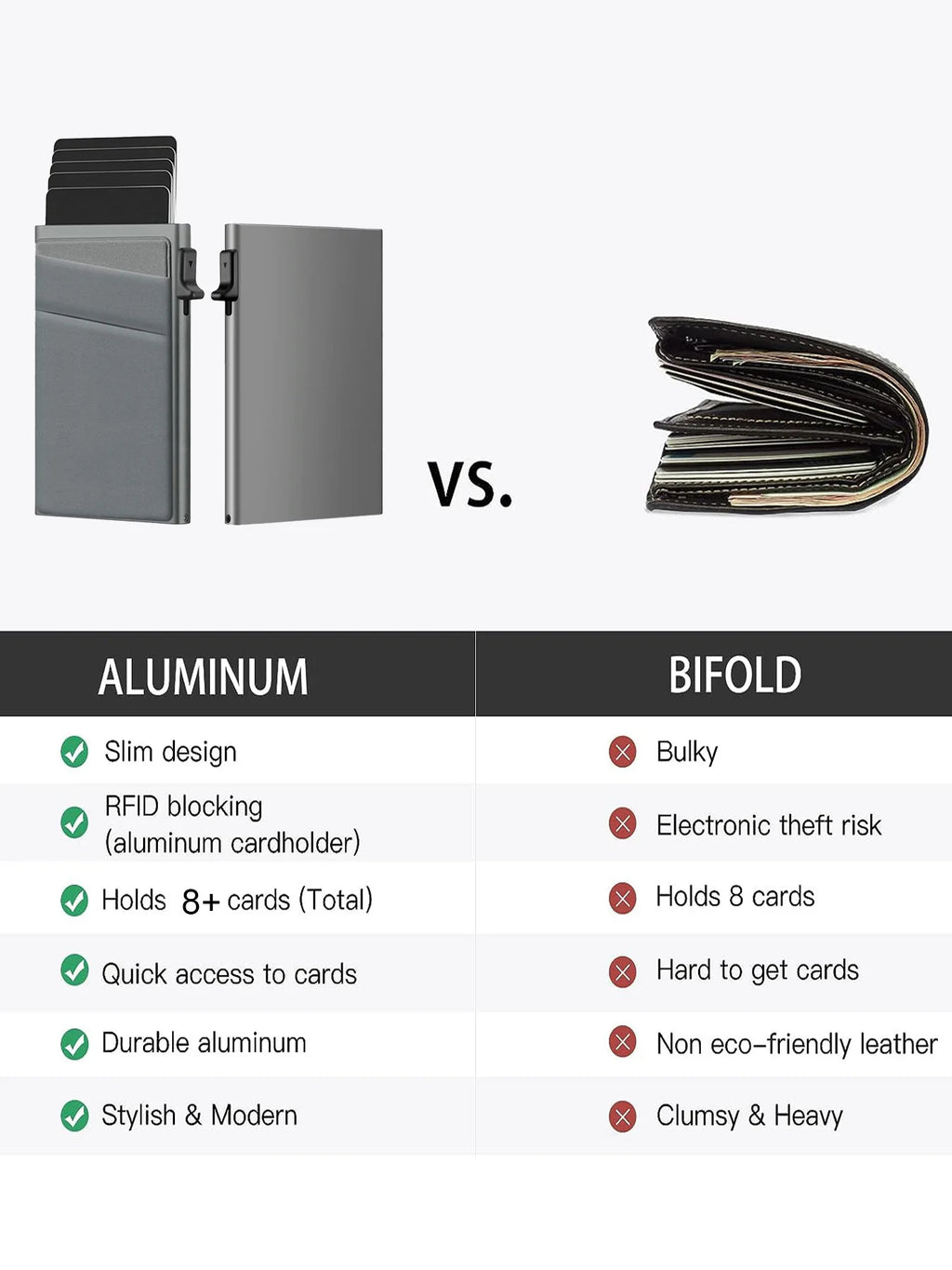 Tarjetero rígido de aluminio de estilo minimalista