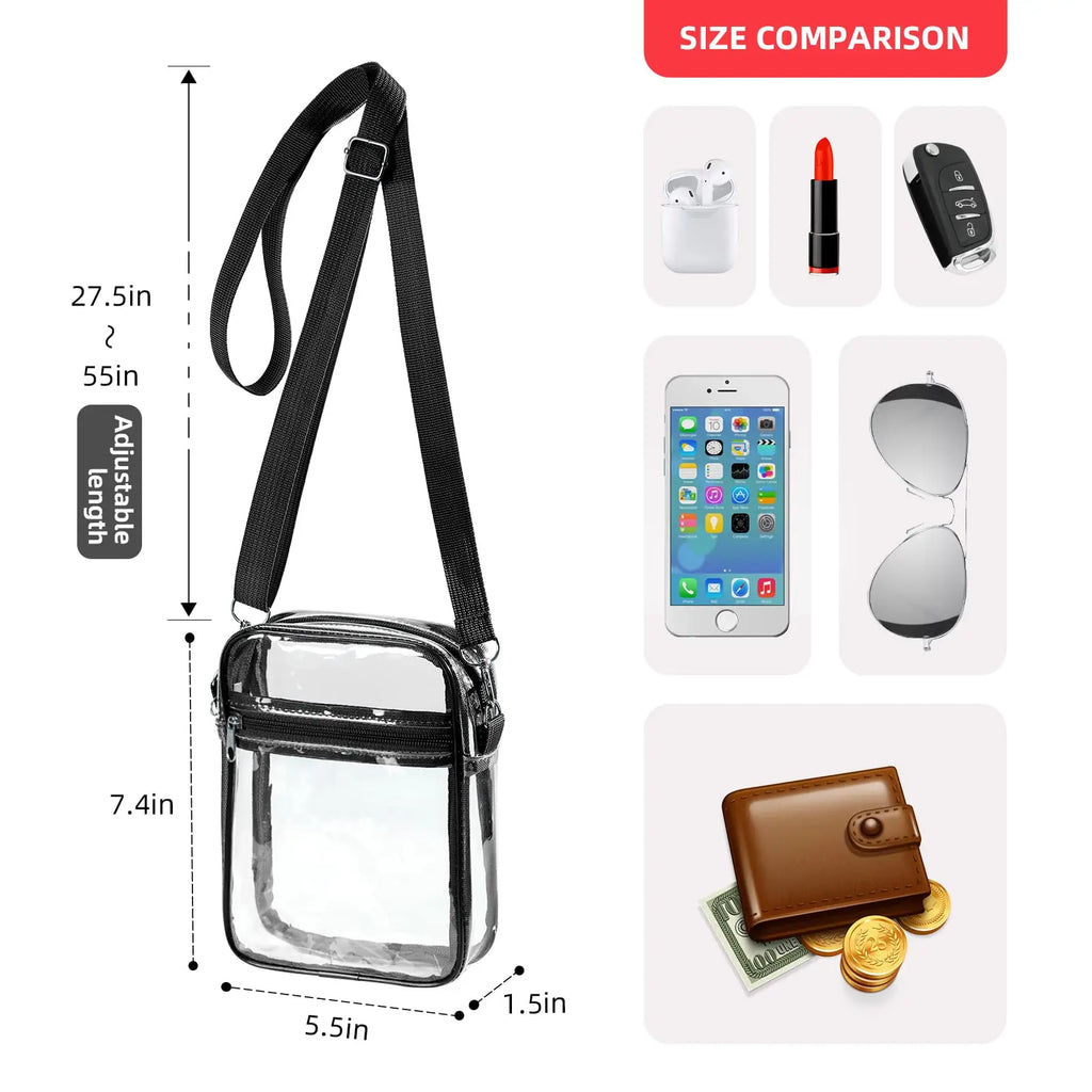 Bandolera transparente de PVC con correa regulable