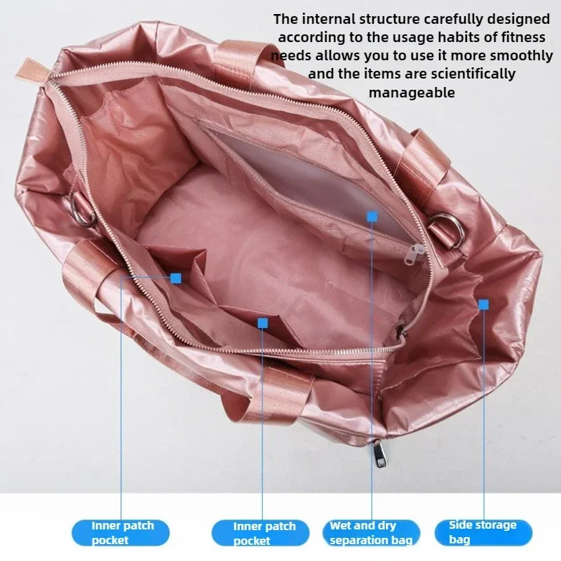 Bolso de gimnasio con bolsillo húmedo y correa desmontable