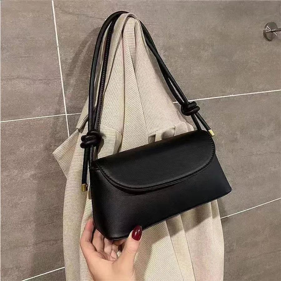 Bandolera rectangular de PU con bolsillo de solapa