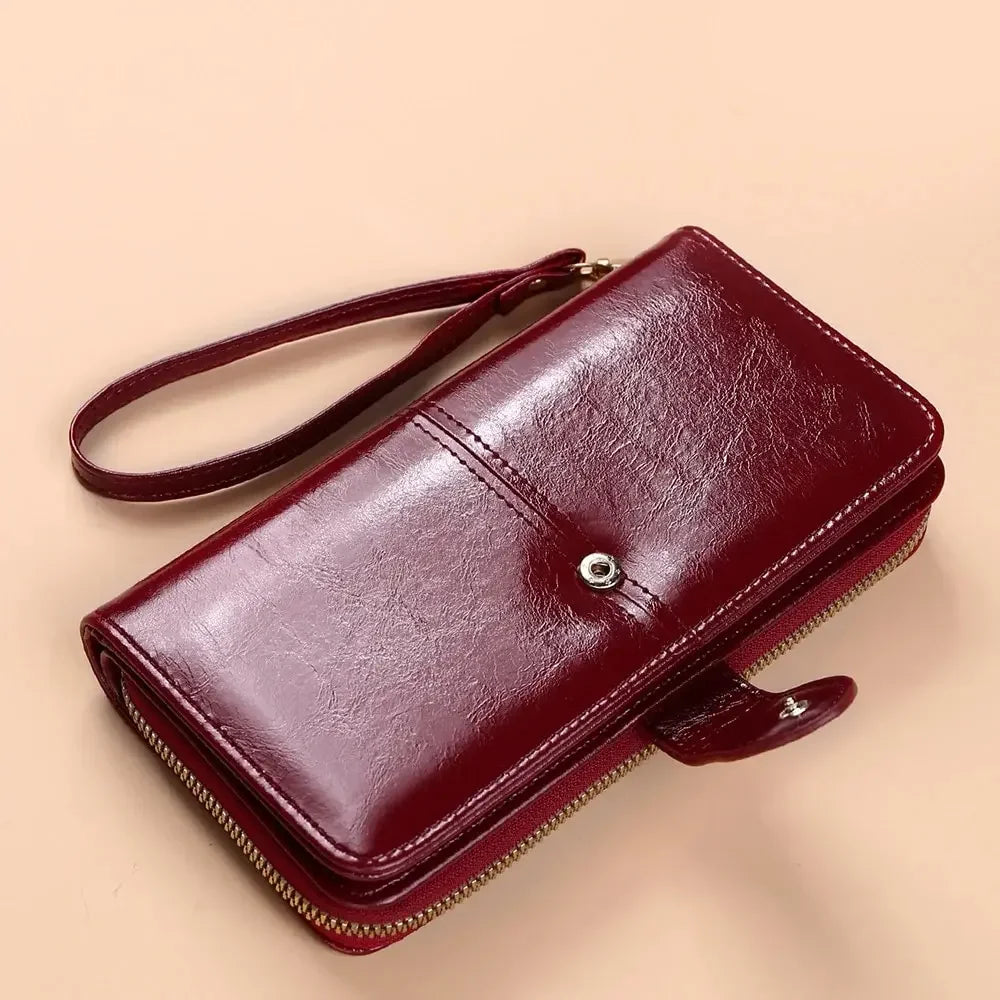 Billetera de mano de PU con espacio para celular