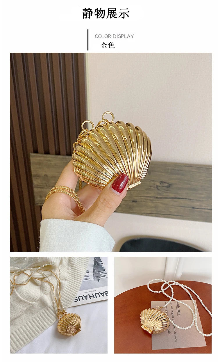 Minaudière metálica mini con cadena cruzada