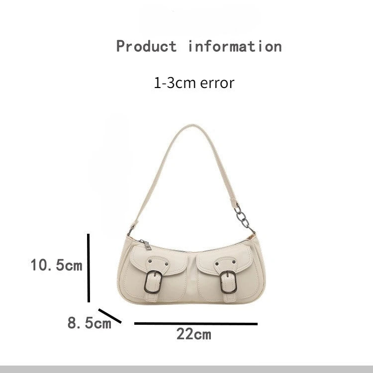 Cartera baguette de PU con bolsillos y tachas