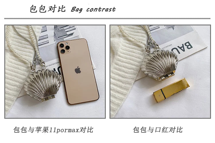 Minaudière metálica mini con cadena cruzada