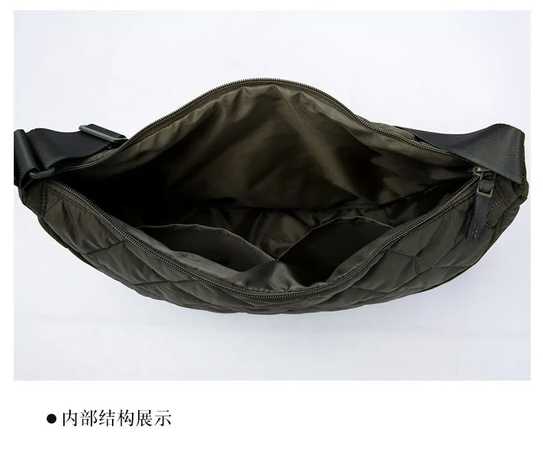 Cartera hobo de nylon con diseño acolchado en rombos