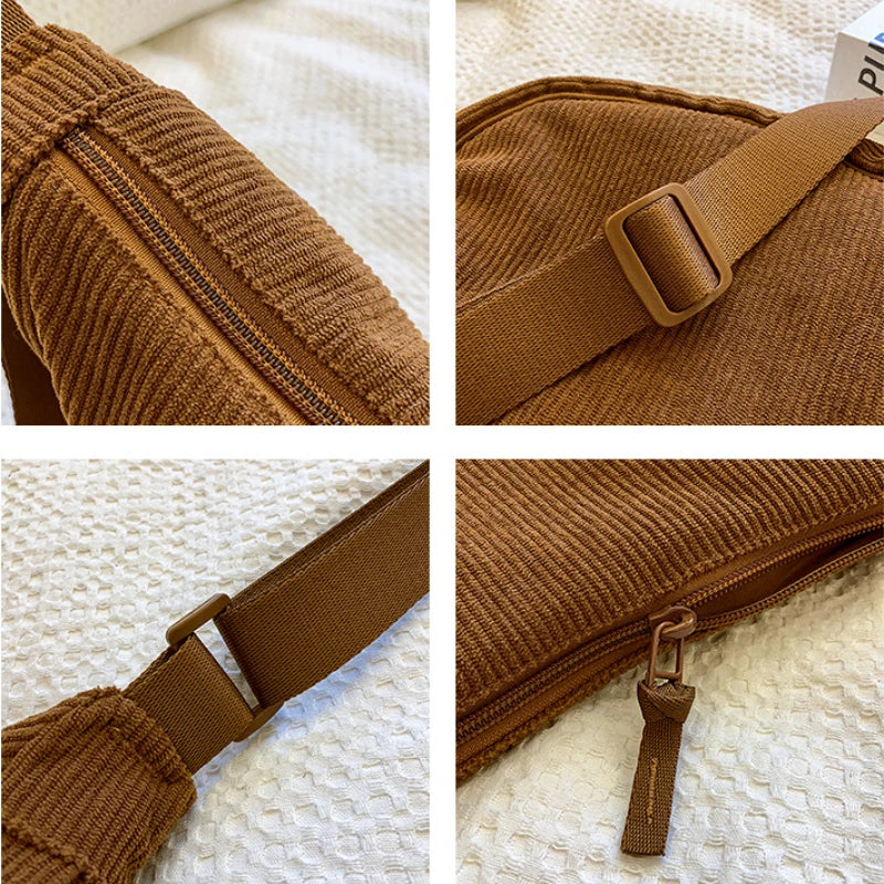 Cartera hobo de corderoy con correa regulable