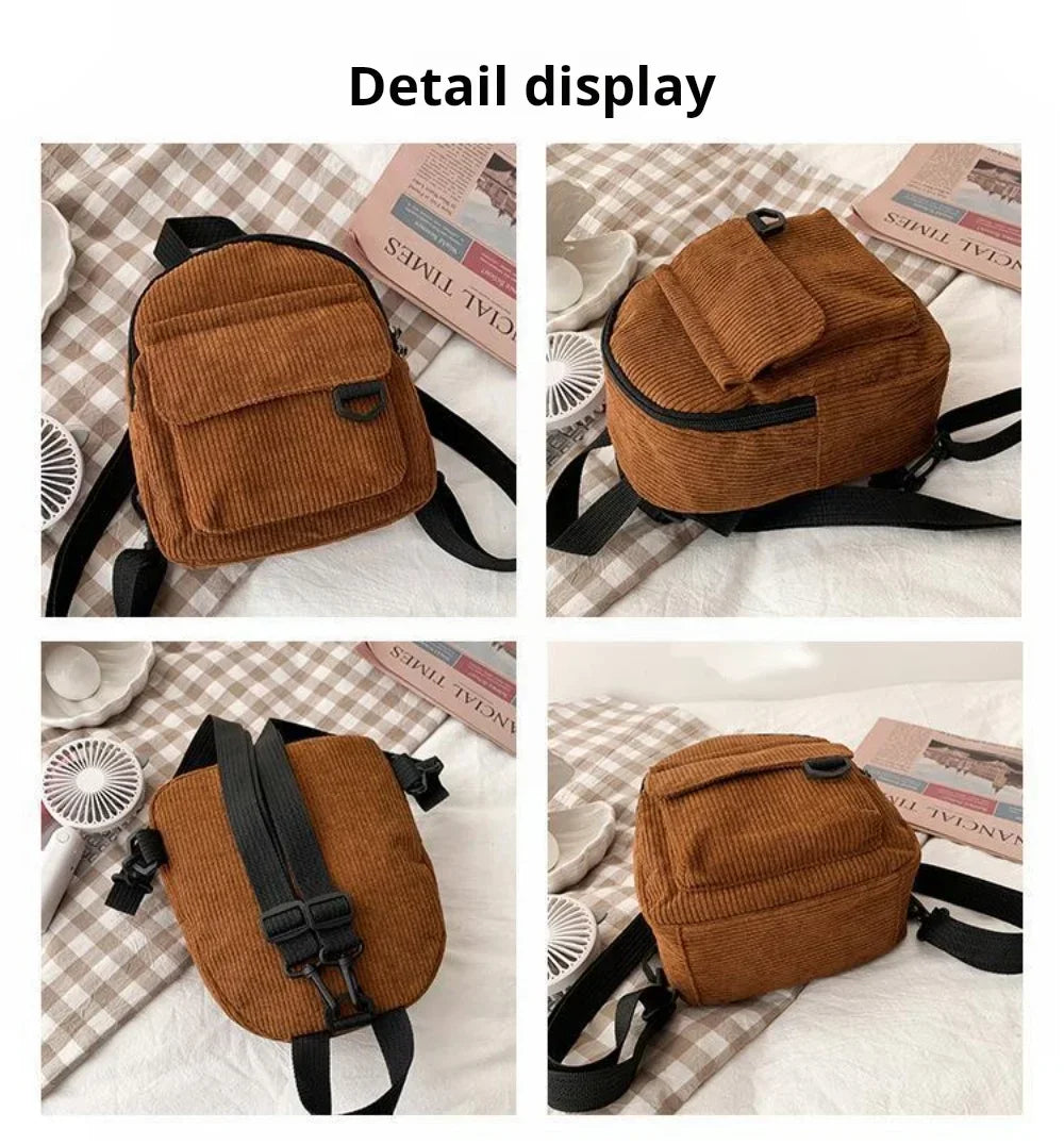 Mini mochila de corderoy con correa regulable
